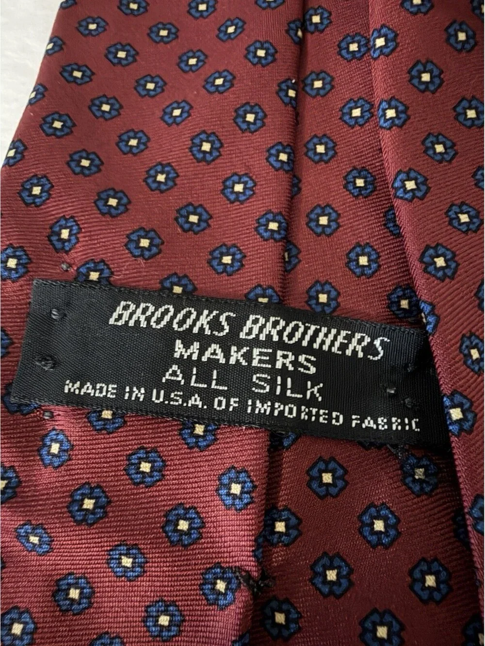 Brooks Brothers Tie Burgundy Navy Floral Neat Silk Made in USA Vtg